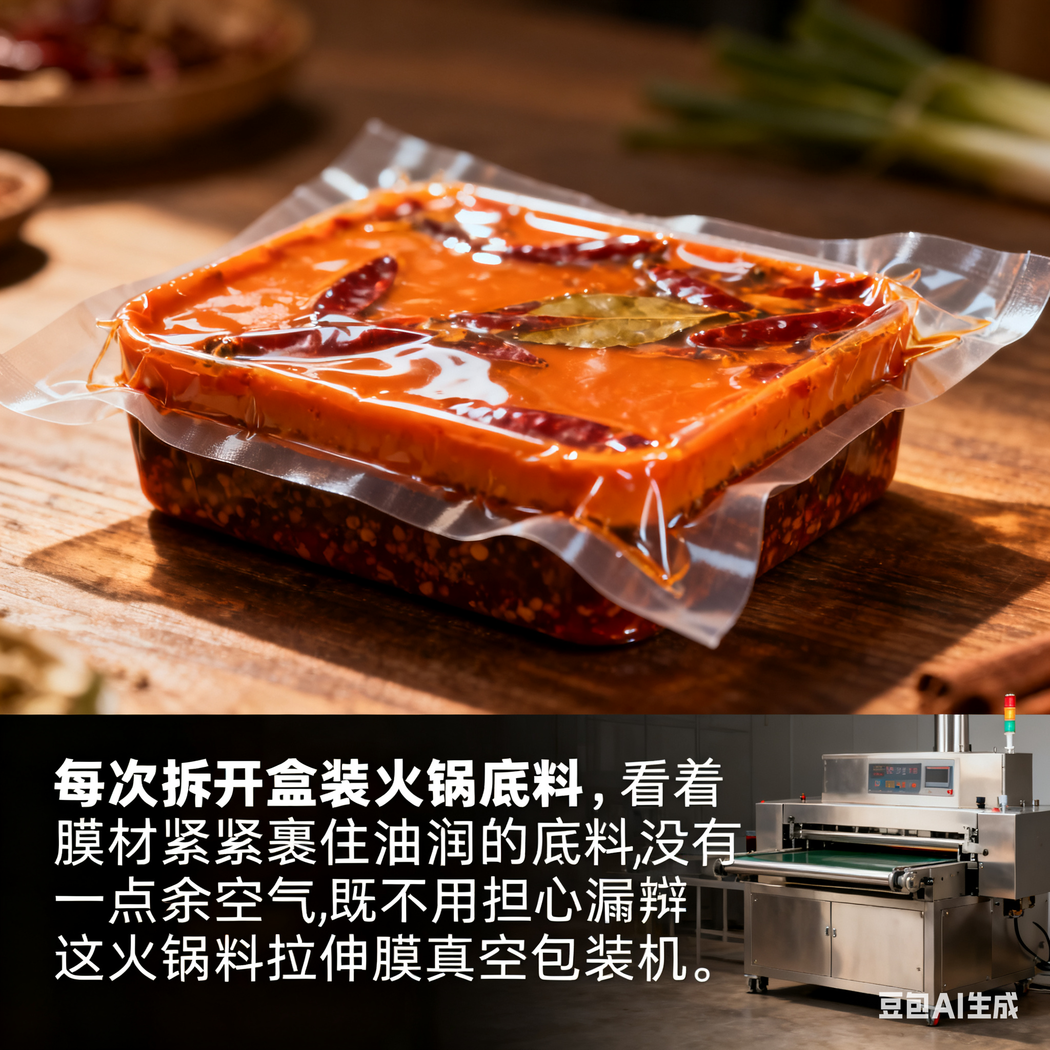 火锅底料拉伸膜真空包装机，包装原理是啥？(1)